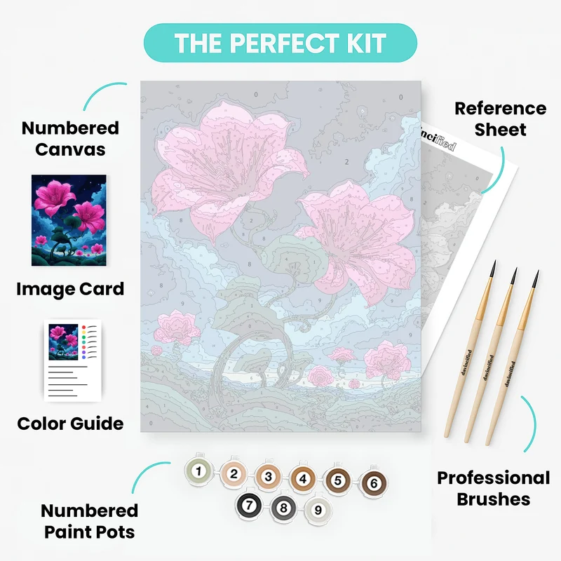 Cosmic Pink Hibiscus Fantasy - Paint by Numbers Kit