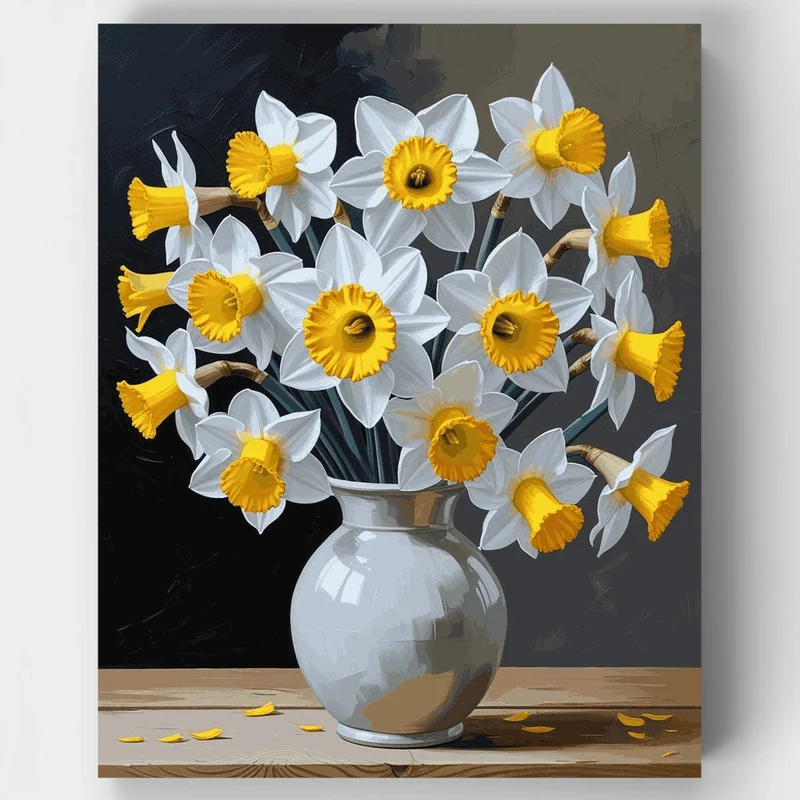 Daffodils in Vase - Paint by Numbers Kit