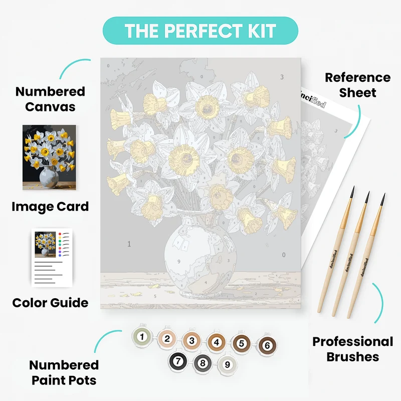 Daffodils in Vase - Paint by Numbers Kit