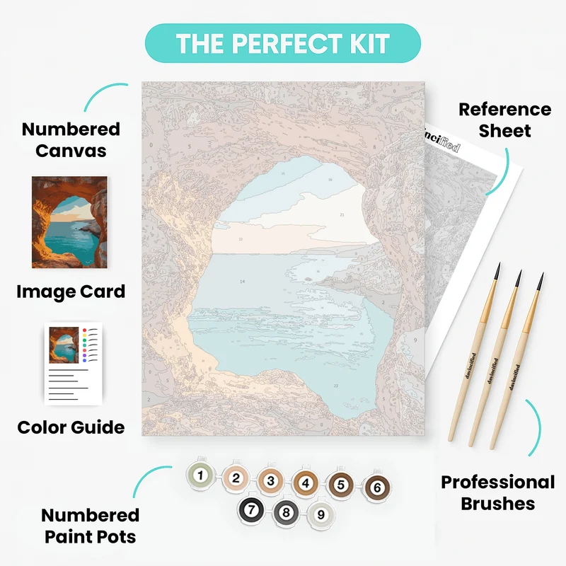Coastal Cave Ocean View - Paint by Numbers Kit