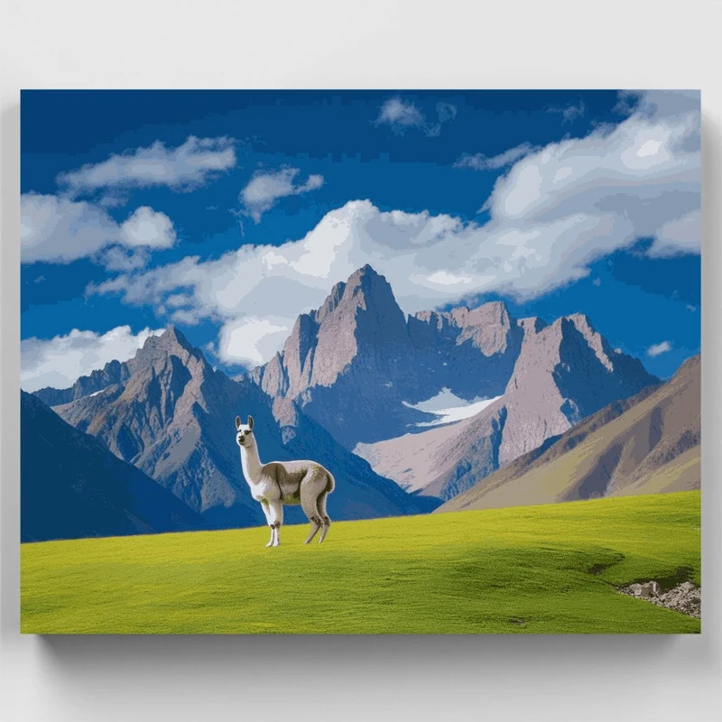 Llama in Mountain Landscape - Paint by Numbers Kit