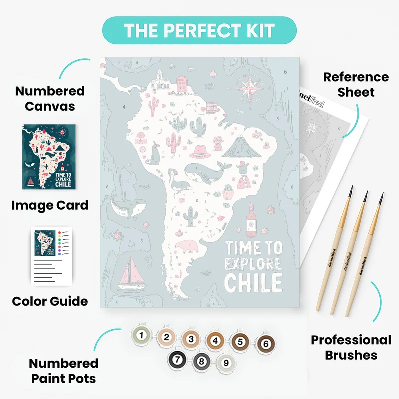 Chile Travel Map - Paint by Numbers Kit