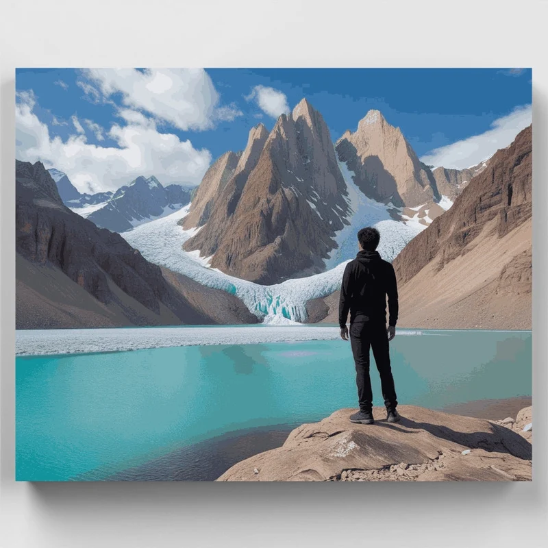 Glacial Mountain Lake Adventure - Paint by Numbers Kit