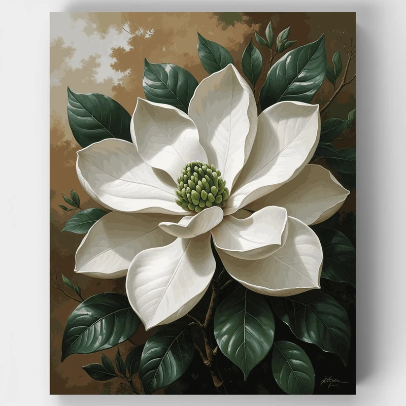 White Magnolia Bloom - Paint by Numbers Kit