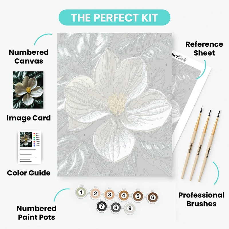 Elegant White Magnolia Blossom - Paint by Numbers Kit