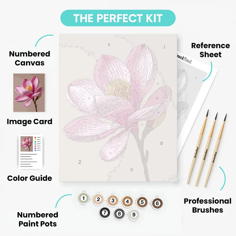 Pink Magnolia Blossom - Paint by Numbers Kit