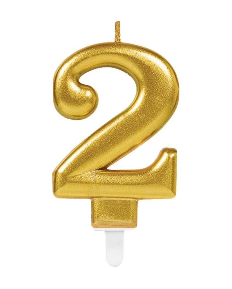 Metallic Zahlenkerze 2 Gold