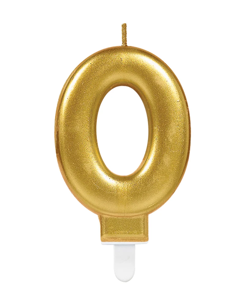 Metallic Zahlenkerze 0 Gold