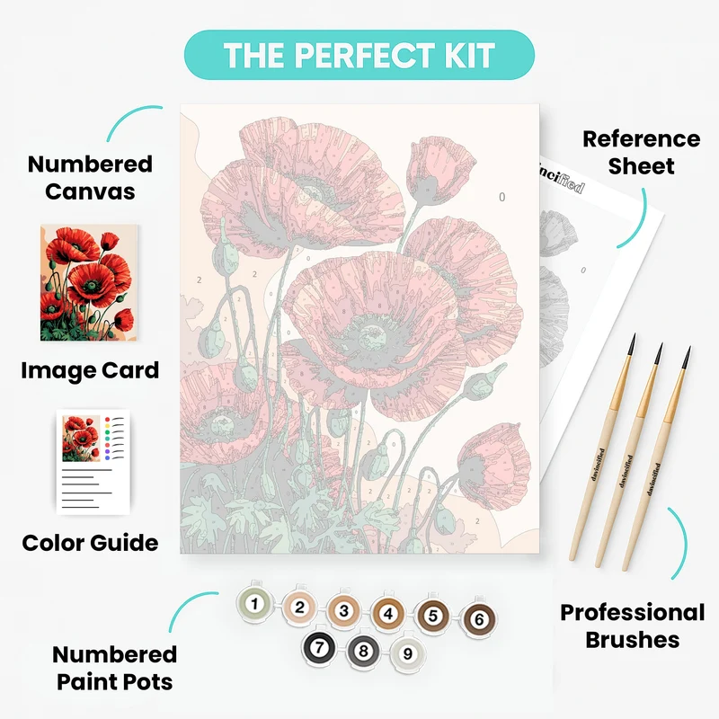 Red Poppies Garden - Paint by Numbers Kit