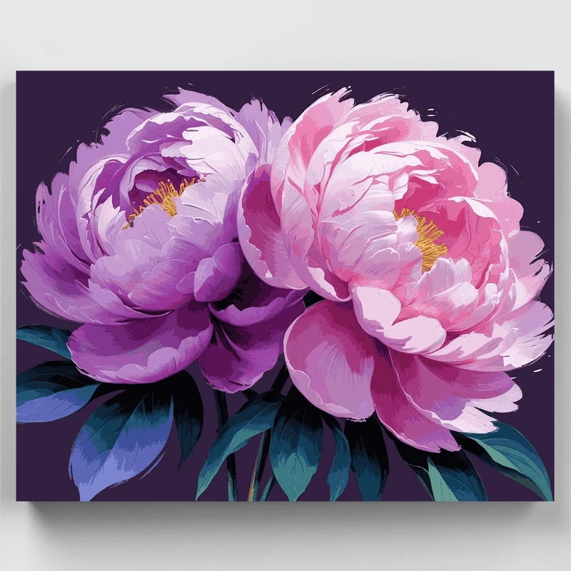 Purple Pink Peonies - Paint by Numbers Kit