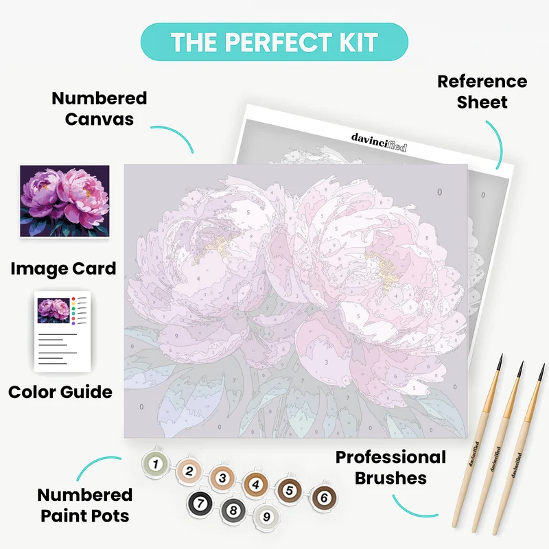 Purple Pink Peonies - Paint by Numbers Kit