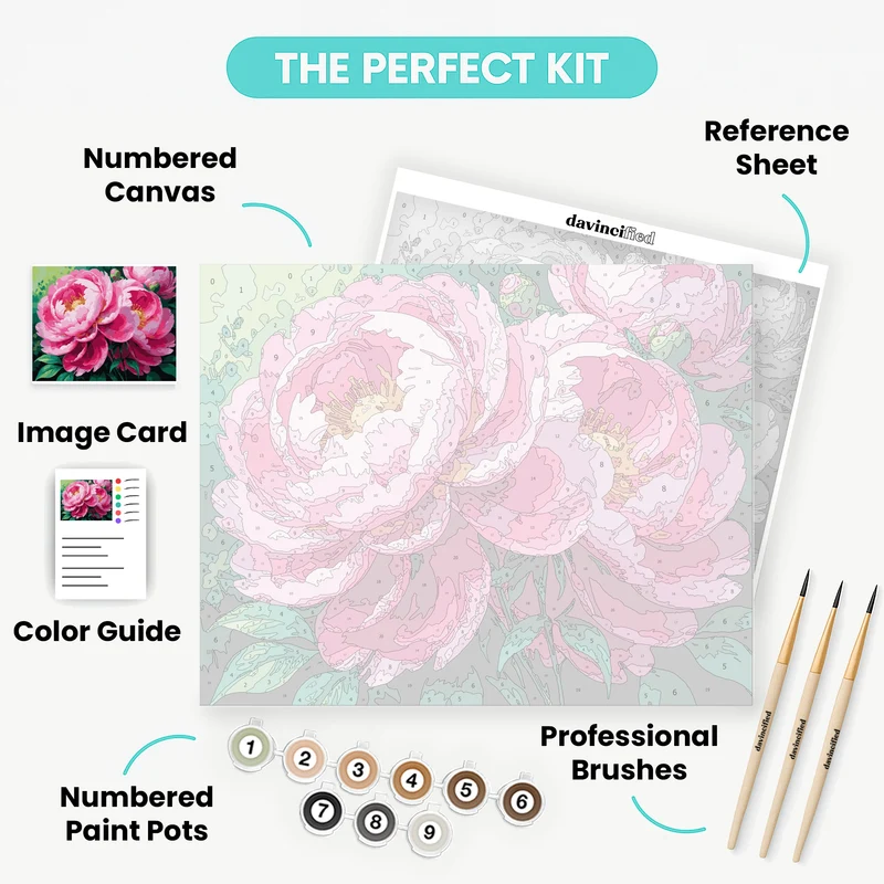 Pink Peonies - Paint by Numbers Kit