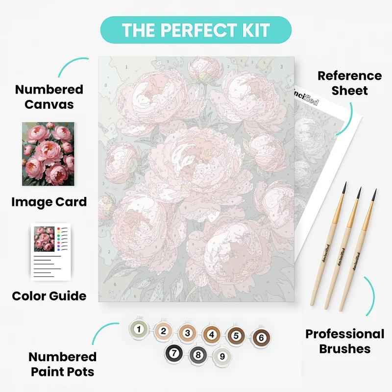 Pinky Peonies Bouquet - Paint by Numbers Kit