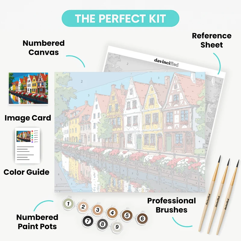 Charming European Canal Village - Paint by Numbers Kit