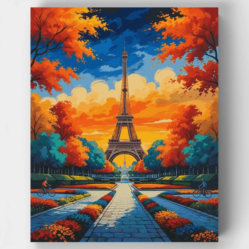 Eiffel Tower Autumn Sunset - Paint by Numbers Kit