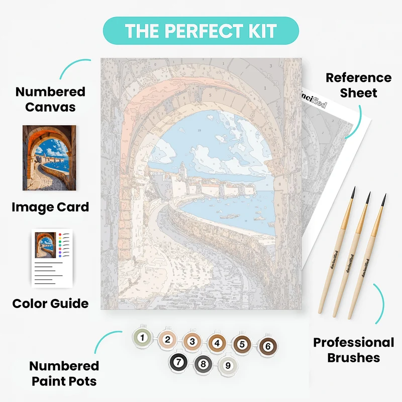 Mediterranean Coastal Archway - Paint by Numbers Kit