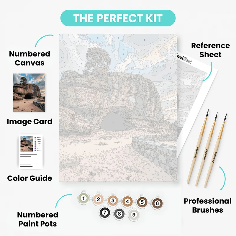 Ancient Rock Formation with Tree - Paint by Numbers Kit