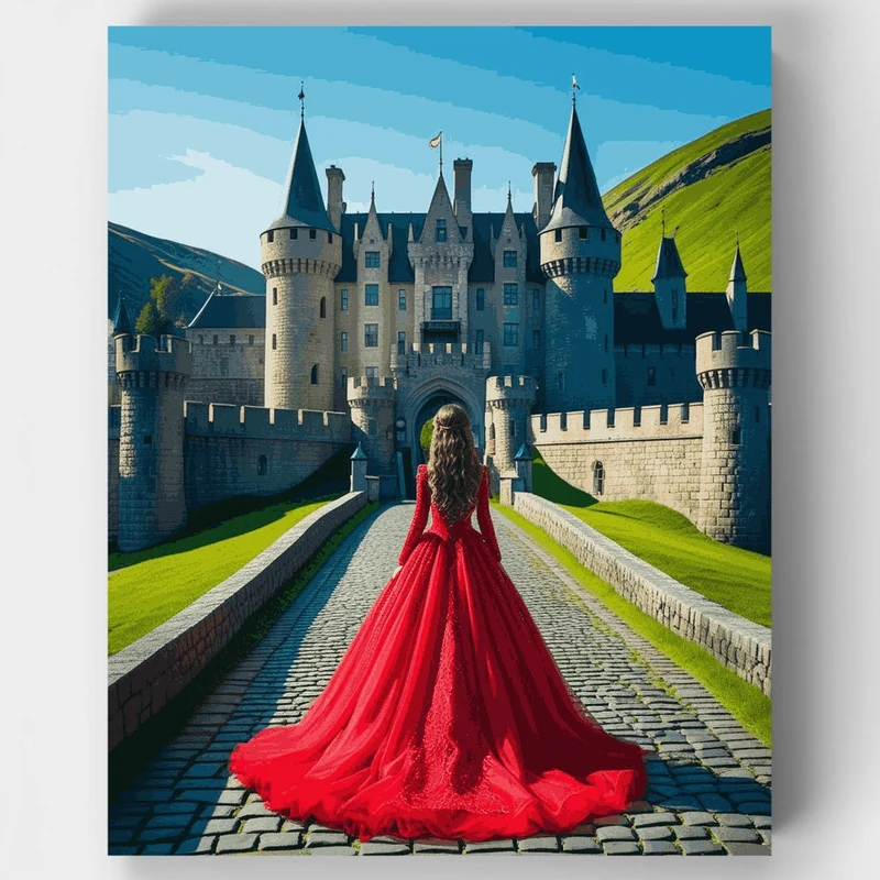 Princess at Medieval Castle - Paint by Numbers Kit