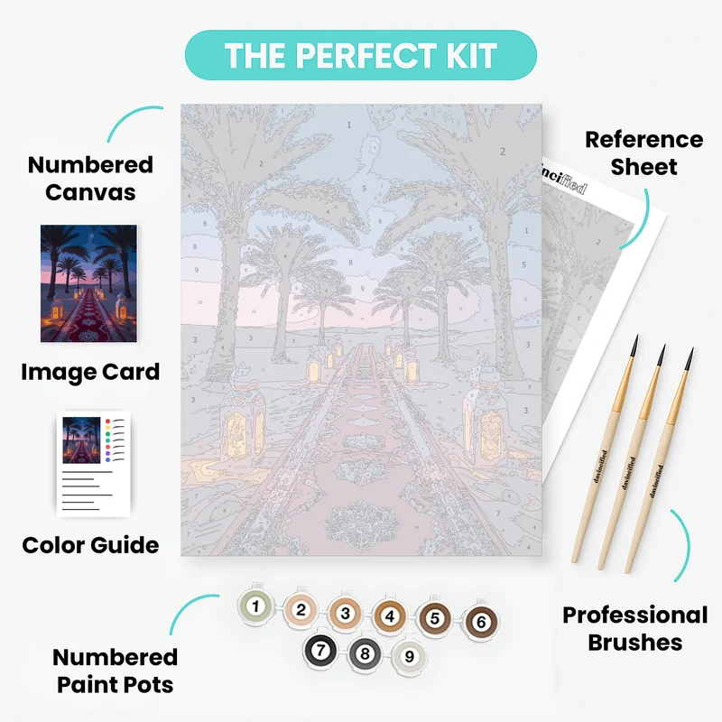Desert Oasis Under Starlit Sky - Paint by Numbers Kit