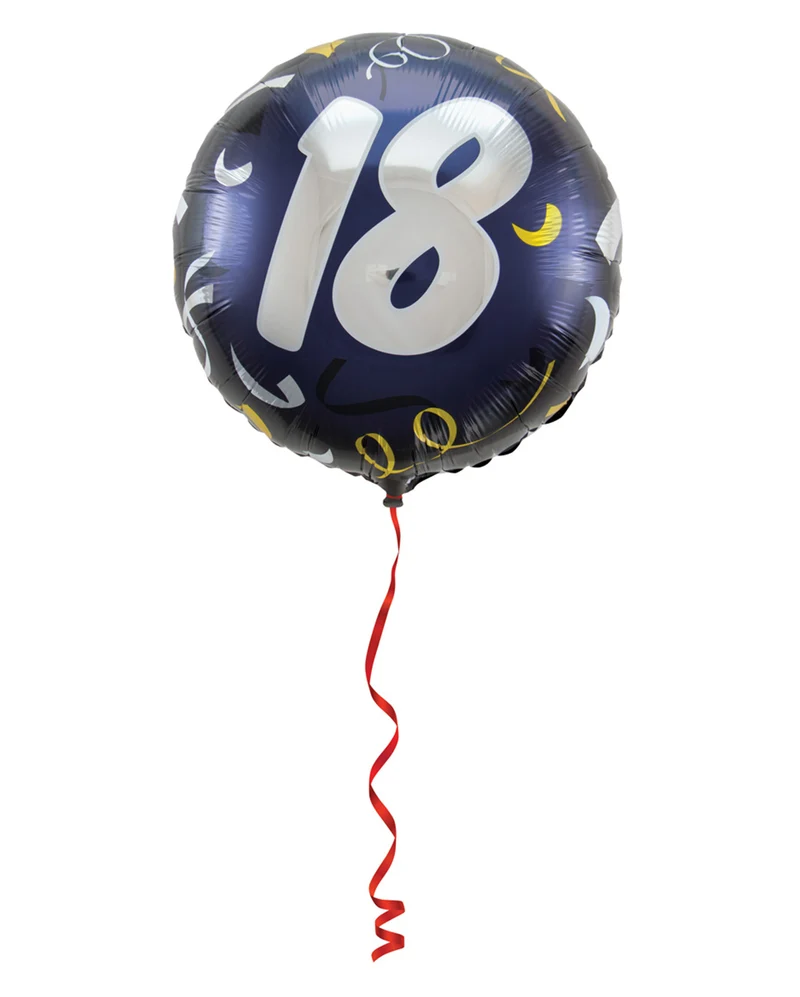 Ballon mit Zahl 18 schwarz-gold 45 cm
