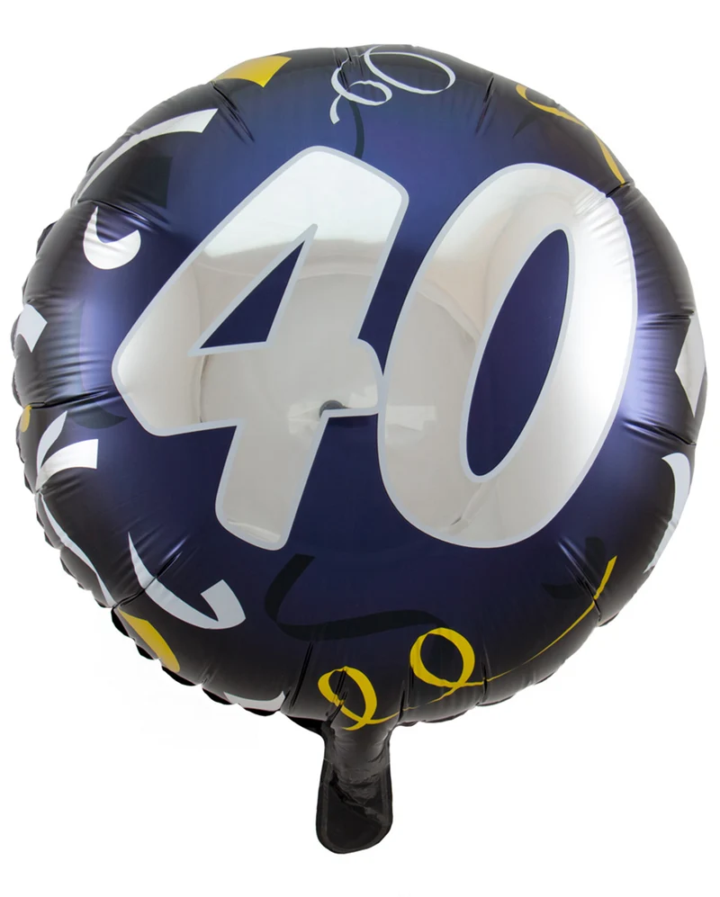 Ballon mit Zahl 40 schwarz-gold 45 cm