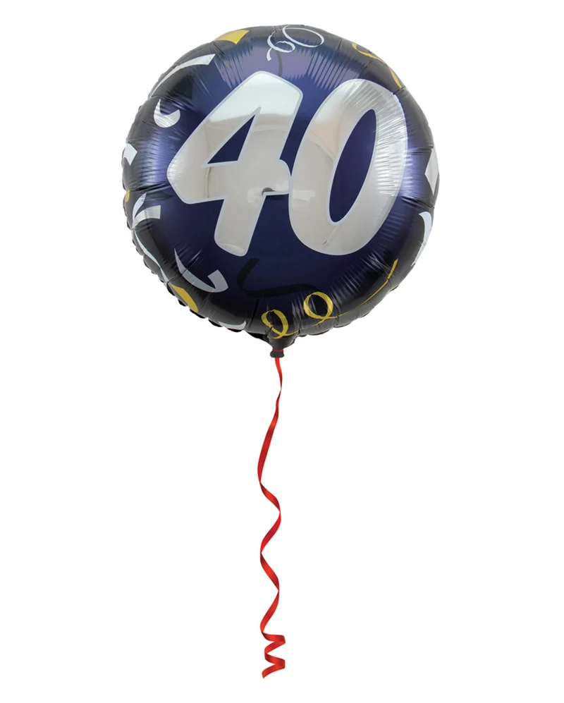 Ballon mit Zahl 40 schwarz-gold 45 cm
