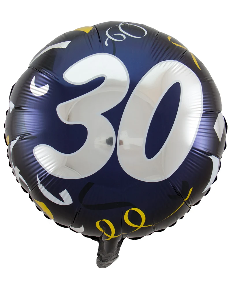 Ballon mit Zahl 30 schwarz-gold 45 cm