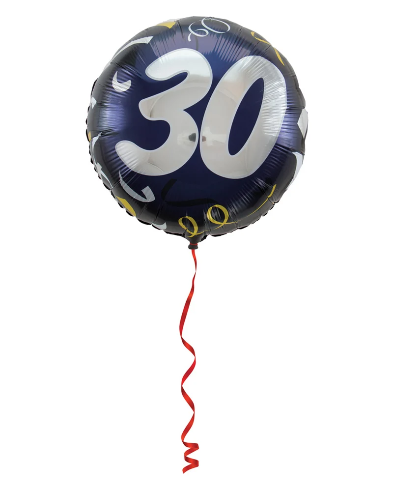 Ballon mit Zahl 30 schwarz-gold 45 cm