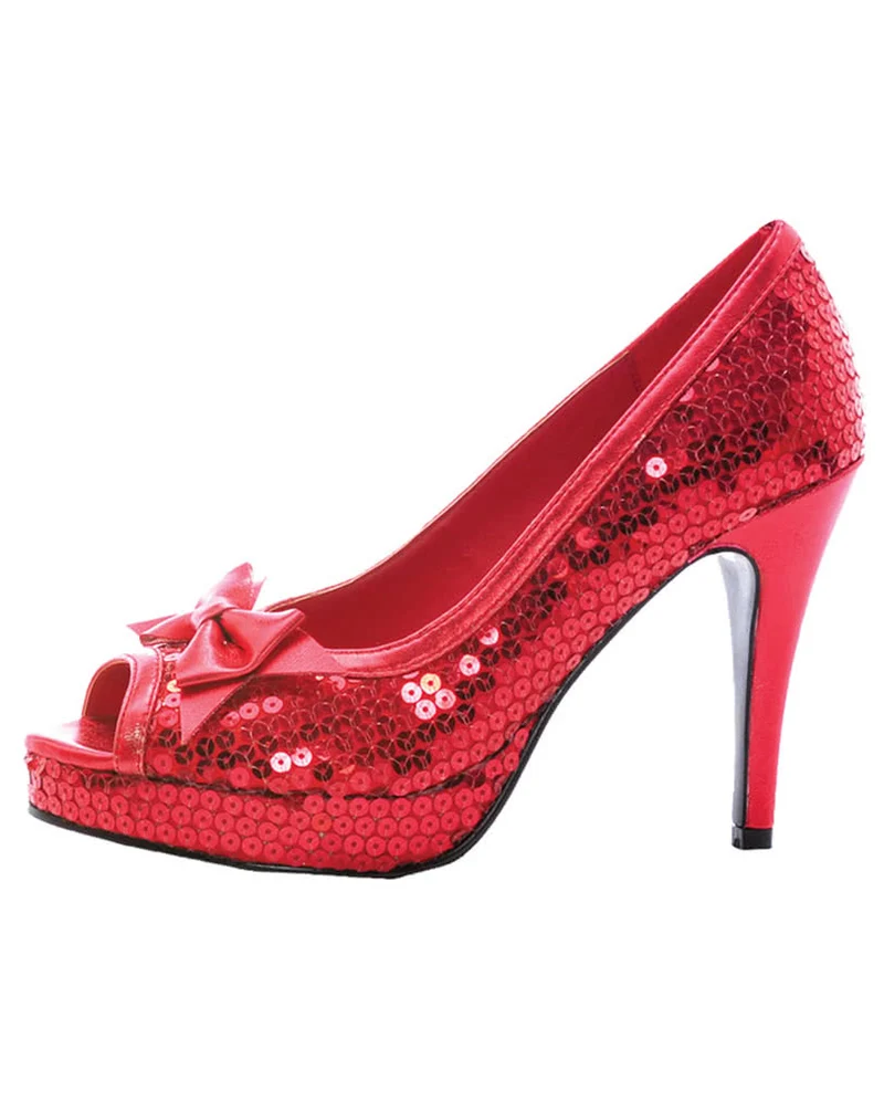 Glitter Pumps mit Schleife rot