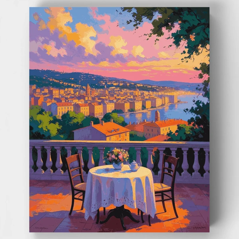 Mediterranean Sunset Terrace - Paint by Numbers Kit