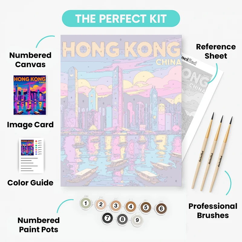 Hong Kong Vibrant Harbor Cityscape - Paint by Numbers Kit