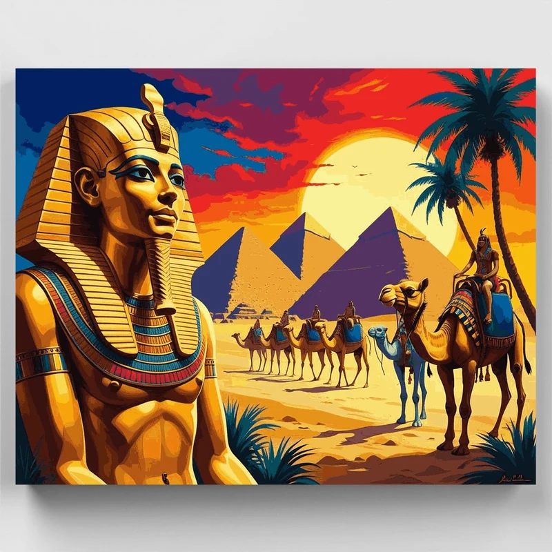 Ancient Egyptian Pharaoh Desert Scene - Paint by Numbers Kit