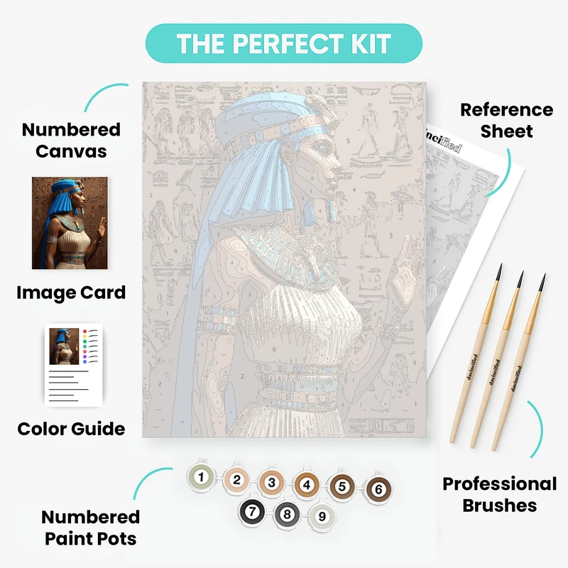 Egyptian Queen with Hieroglyphics - Paint by Numbers Kit