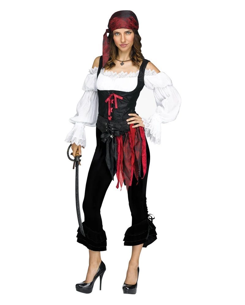Schwarze Piratin Kostümhose