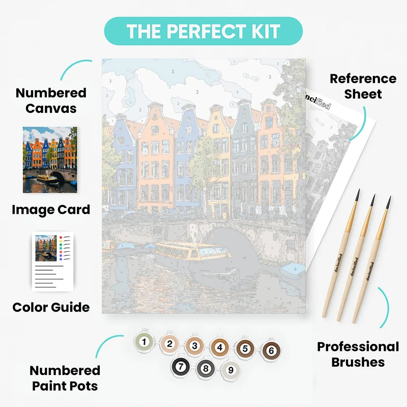 Amsterdam Canal Boat Tour - Paint by Numbers Kit