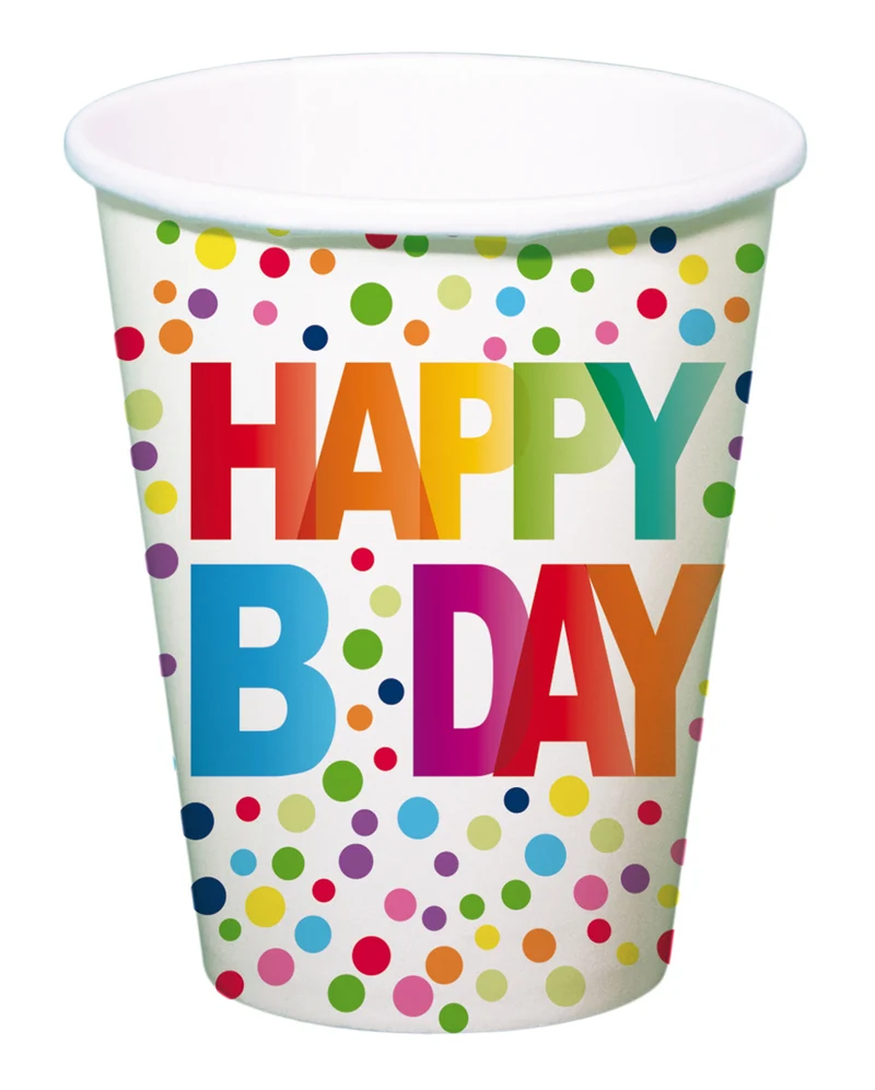 8 Happy B-Day Party-Becher