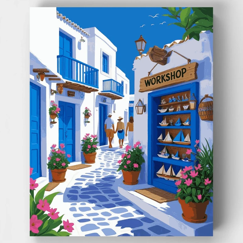 Greek Island Village Workshop - Paint by Numbers Kit