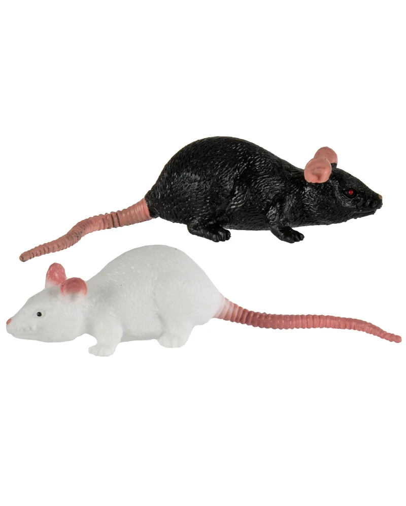 Gummi Ratte 11cm - Schwarz / Weiß