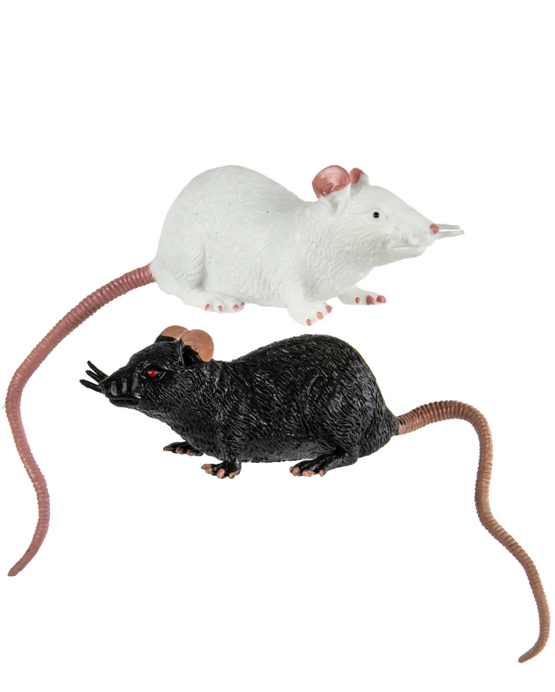 Gummi Ratte 23 cm - Schwarz / Weiß