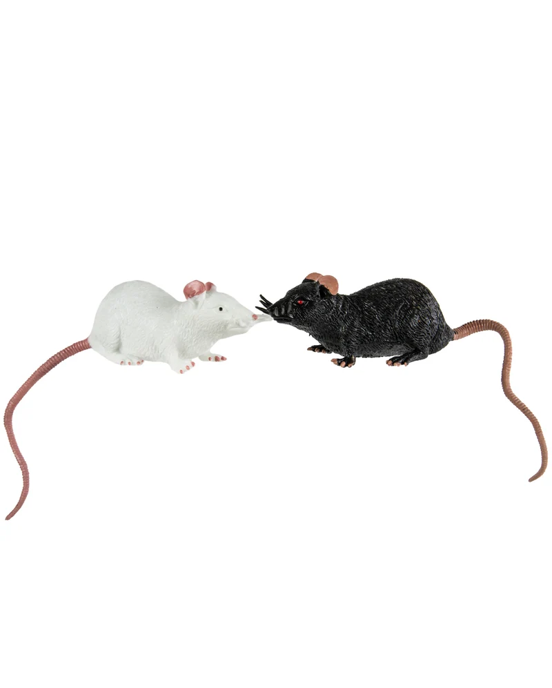 Gummi Ratte 23 cm - Schwarz / Weiß