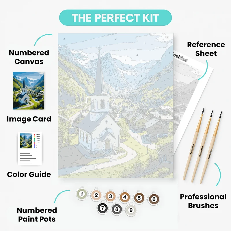 Alpine Village Church - Paint by Numbers Kit