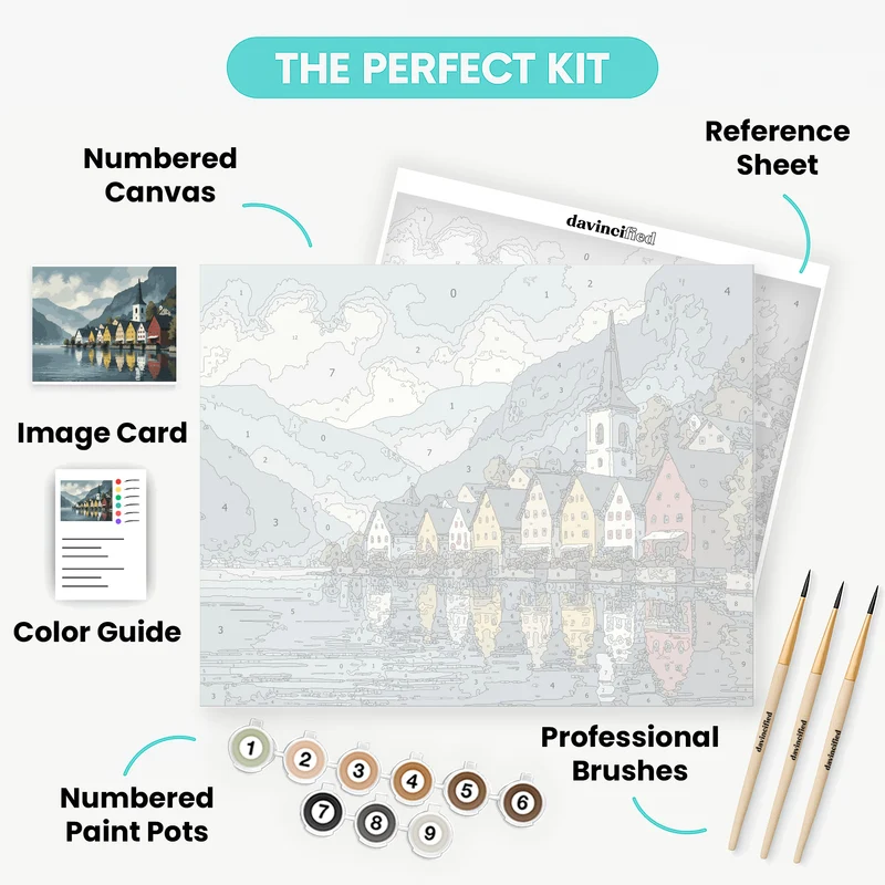 Hallstatt Lakeside Village - Paint by Numbers Kit