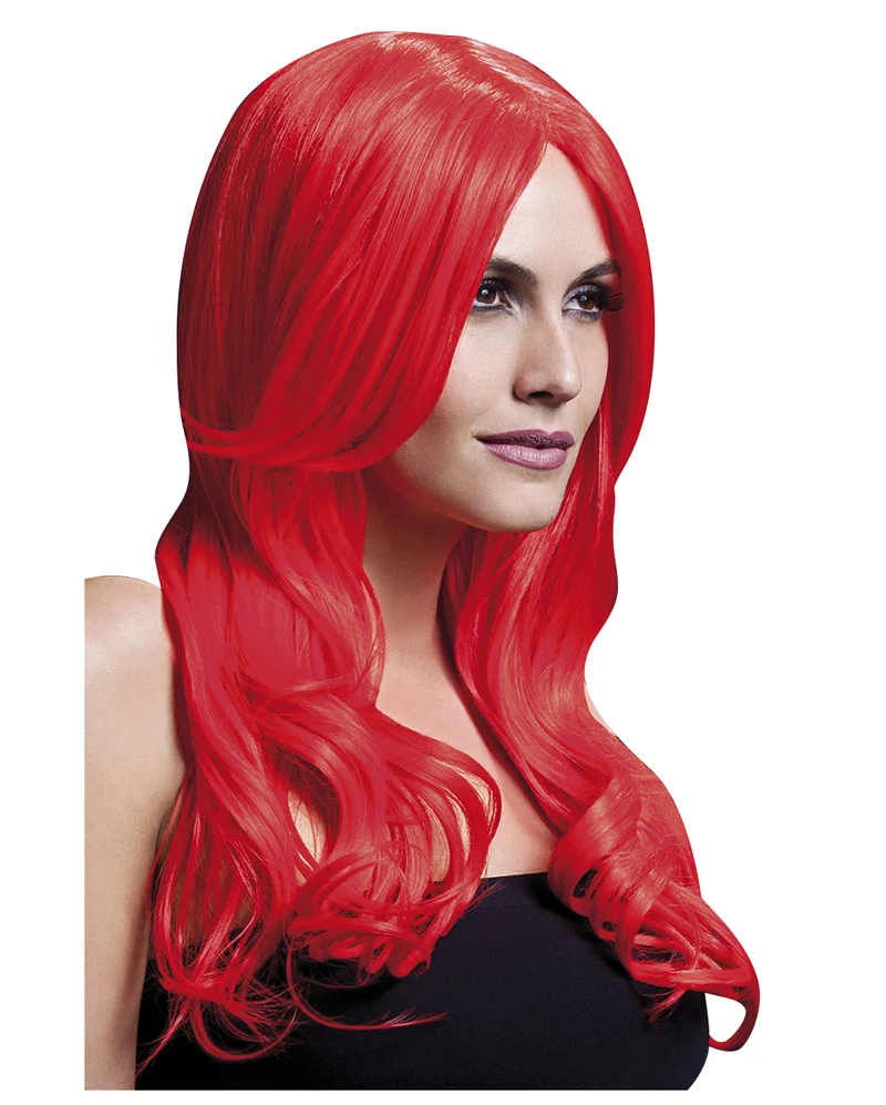 Damen Perücke Khloe neonrot