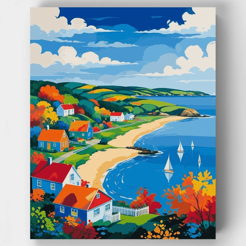 Coastal Village Autumn - Paint by Numbers Kit
