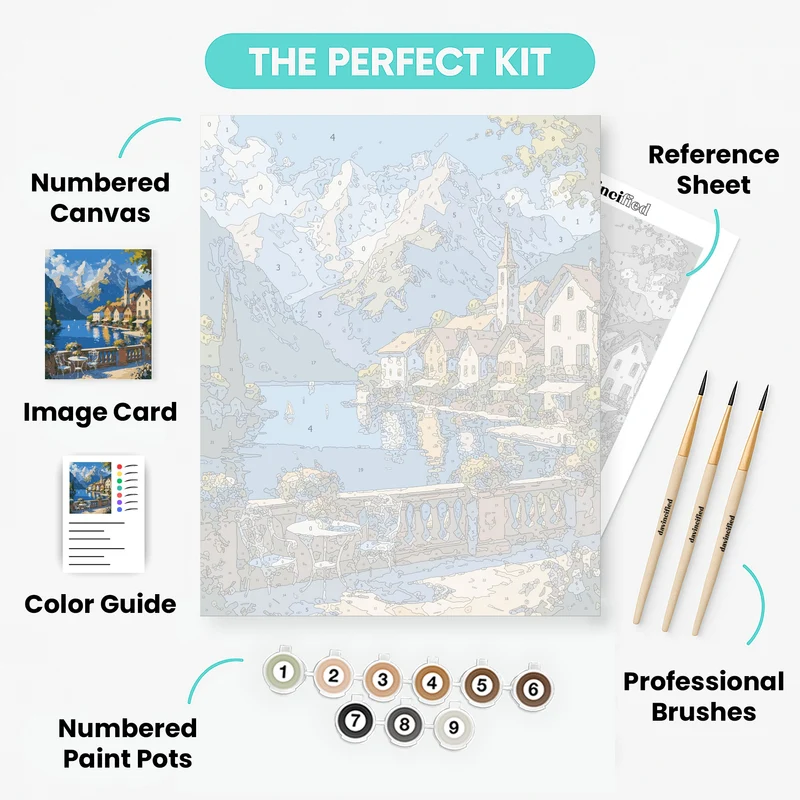 Alpine Lake Village Terrace - Paint by Numbers Kit