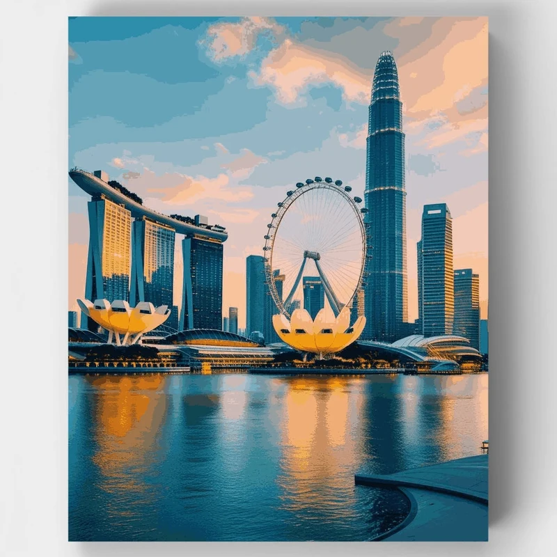 Singapore Skyline at Sunset - Paint by Numbers Kit