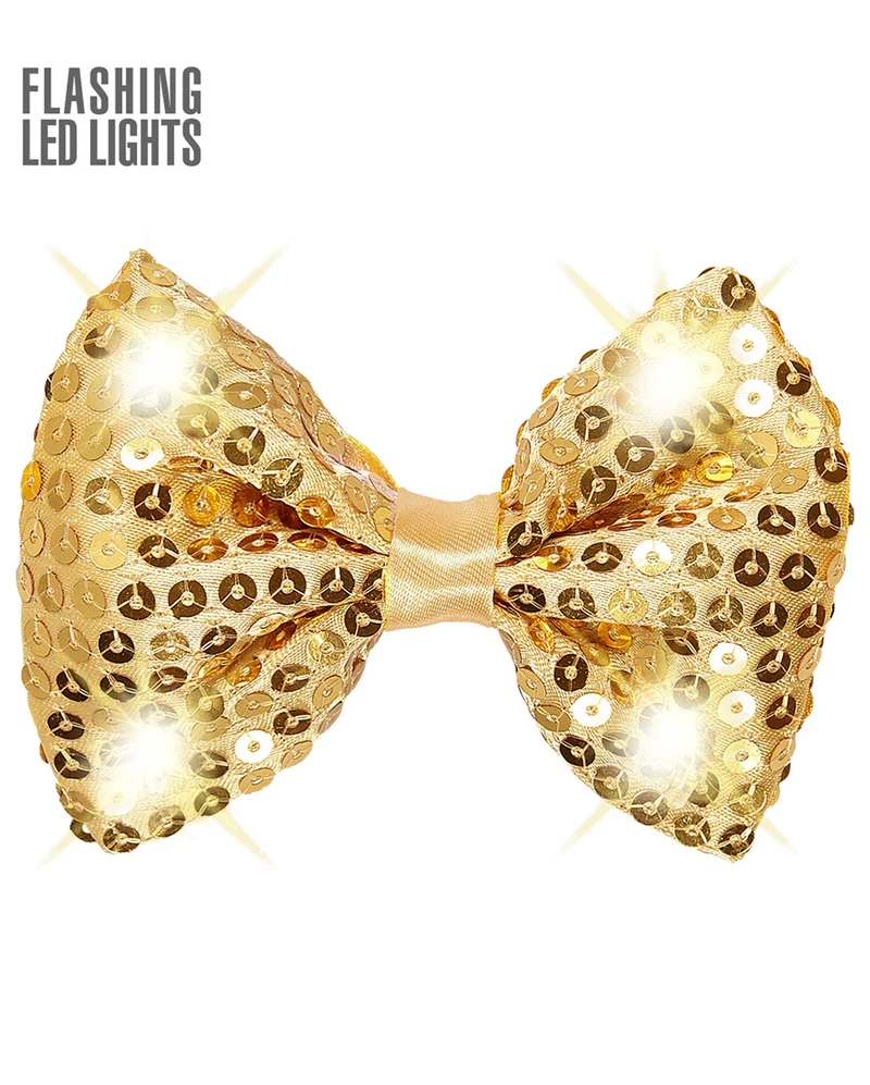 LED Pailletten Fliege Gold