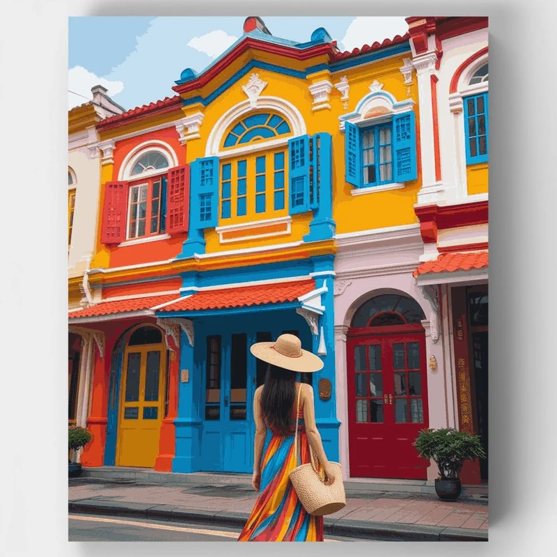 Colorful Colonial Architecture - Paint by Numbers Kit