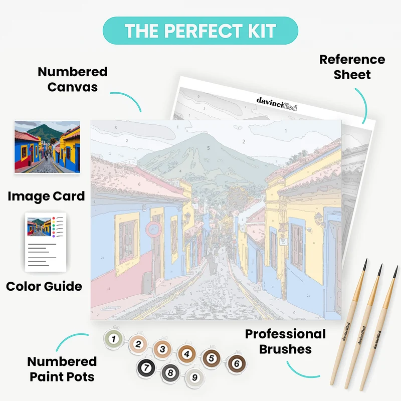 Colorful Colombian Street - Paint by Numbers Kit