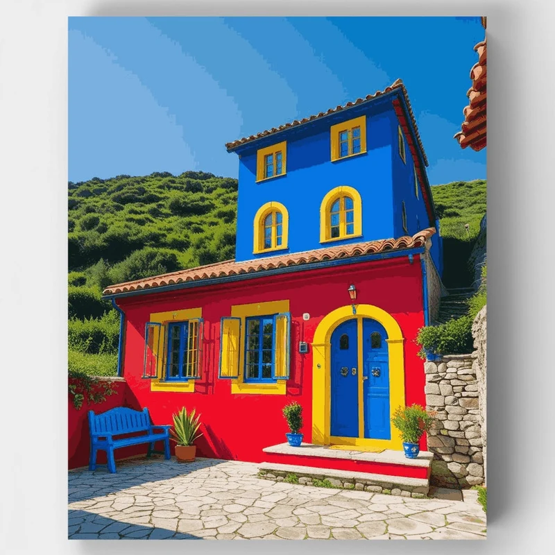 Colorful Mediterranean House - Paint by Numbers Kit
